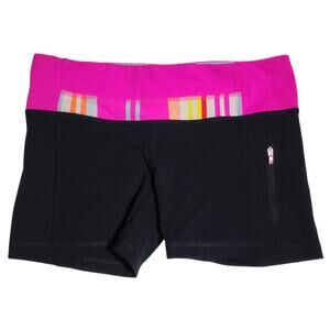 Lululemon Run Fast Track Short Shorts Womens Size 8 Black Pink Athletic Gym Gorp